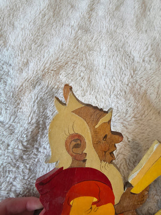 Mid Century Modern Wooden Folk Art Candle Holder Hellerkurst Made In Germany