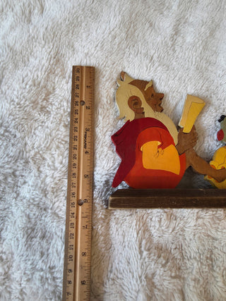 Mid Century Modern Wooden Folk Art Candle Holder Hellerkurst Made In Germany