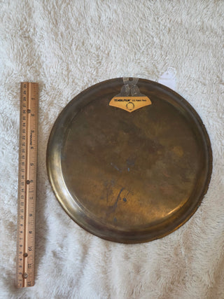 Brass Round Decorative Dish Tray Wall Decor 12in Diameter