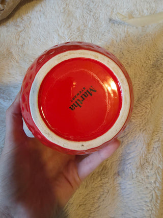 Martha Stewart Strawberry-Shaped Ceramic Jar w/ Lid Handle 8in
