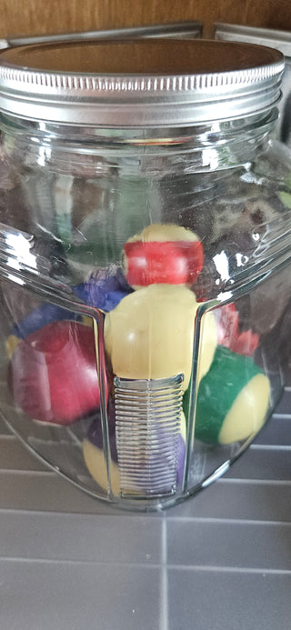 Pool Balls in Vintage Glass Jar