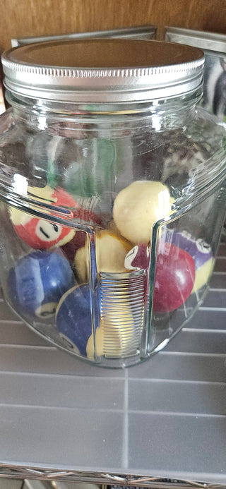 Pool Balls in Vintage Glass Jar