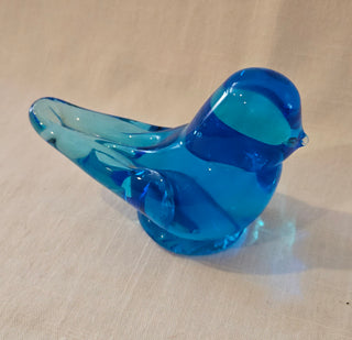 Blue Art Glass Bird Figurine
