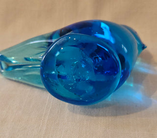 Blue Art Glass Bird Figurine