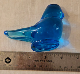 Blue Art Glass Bird Figurine