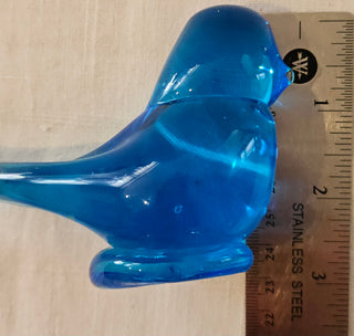 Blue Art Glass Bird Figurine