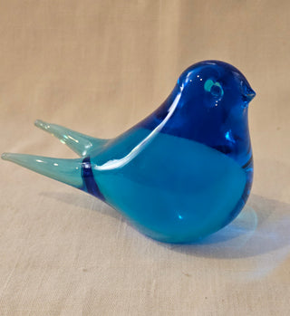 Vintage Blue and Aqua Art Glass Bird