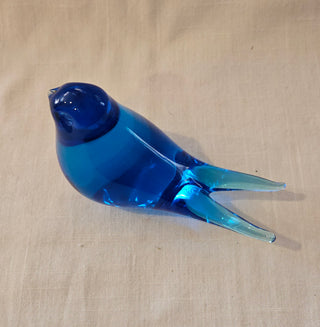 Vintage Blue and Aqua Art Glass Bird