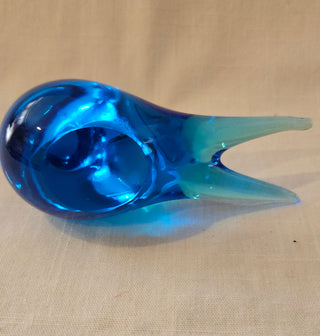 Vintage Blue and Aqua Art Glass Bird