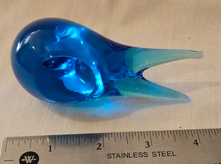 Vintage Blue and Aqua Art Glass Bird