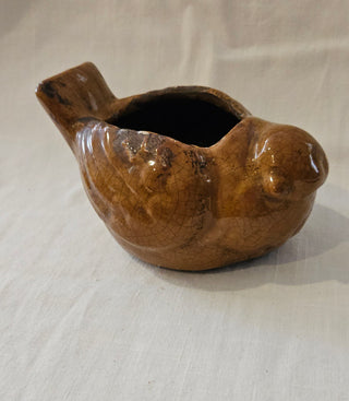 Vintage Crackle Glaze Bird Planter