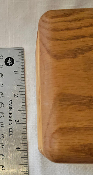 Vintage Oak Wood Keepsake Box with Black Felt Lining