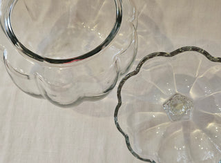 Vintage Clear Glass Pumpkin Covered Dish 8 Inch