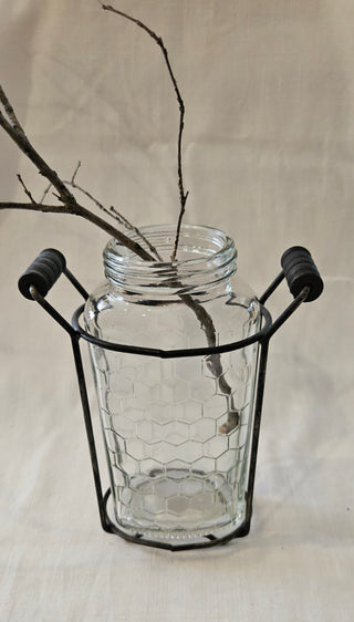 Honeycomb Glass Vase with Wire Holder