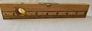 Vintage 8 Inch Wooden Ruler with Built-In Level
