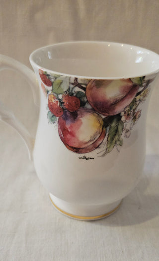 Vintage Staffordshire Collection Fruit Design Fine English China Mug