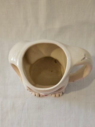 Hand Painted Ceramic Bunny Mug Blue Overalls