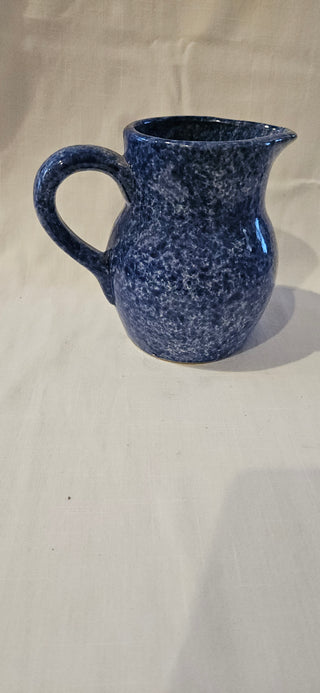 Vintage Blue Speckled Stoneware Pitcher