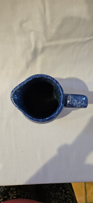 Vintage Blue Speckled Stoneware Pitcher