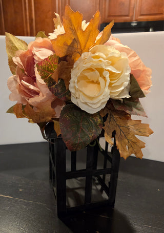 Autumn Florals in Candle Lantern