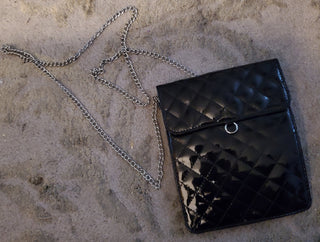 Black Mini Purse Silver Chain