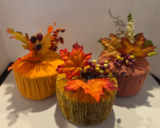 Handmade Yarn Pumpkin, Lg.