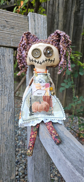 Journal Junction Jenny No. 023-Elsie Handmade Art Dolll w/Mini Journal OOAK Cloth Doll