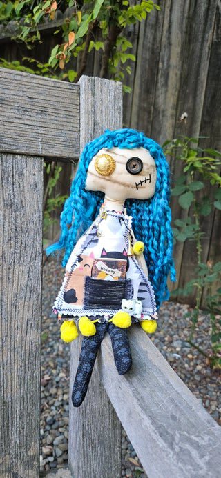 Journal Junction Jenny No. 020-Mabel Handmade Art Dolll w/Mini Journal OOAK Cloth Doll