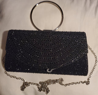 Black Bedazzled Beaded Clutch