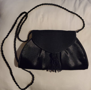 Satin Beaded Blk Purse
