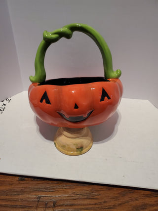 Ceramic pumpkin basket candy dish