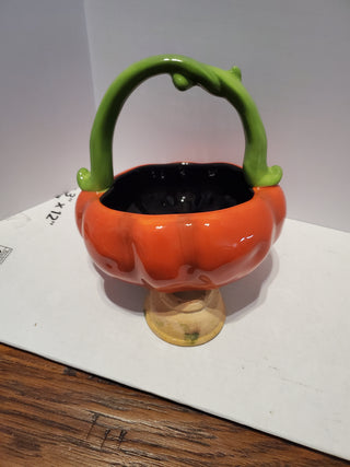 Ceramic pumpkin basket candy dish