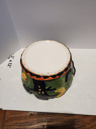Ceramic Halloween basket with metal handle