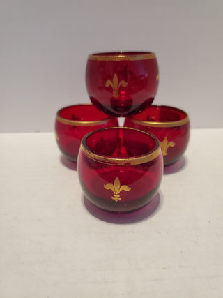 Vintage red shot glasses set of 4
