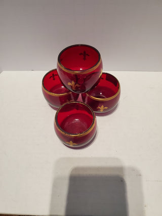 Vintage red shot glasses set of 4