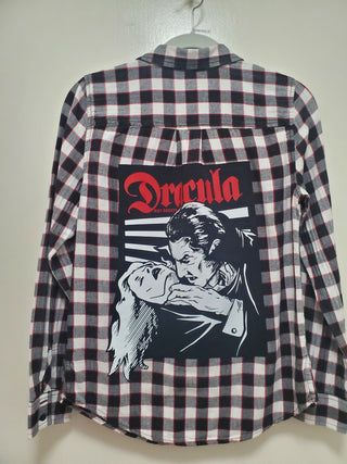 Dracula Upcycled Horror Flannel Shirt