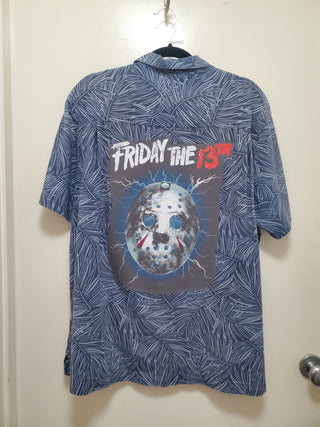 Upcycled Friday the 13th Jason Voorhees Hawaiian Shirt