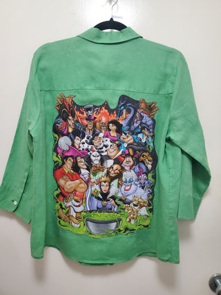 Vintage Disney Villains Upcycled Lime Green Linen Shirt