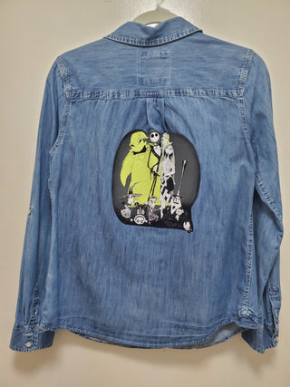 The Nightmare Before Christmas Upcycled Denim Shirt