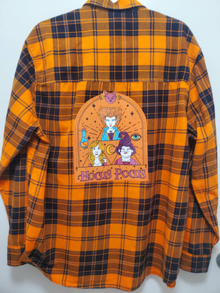 Hocus Pocus Upcycled Orange Plaid Flannel Shirt