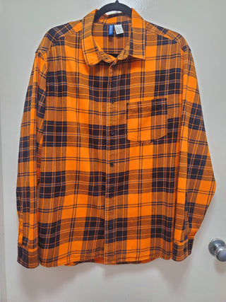 Hocus Pocus Upcycled Orange Plaid Flannel Shirt