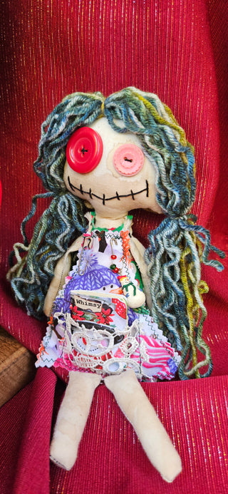 Journal Junction Jenny No. 030-Frost Handmade Art Dolll w/Mini Journal OOAK Cloth Doll