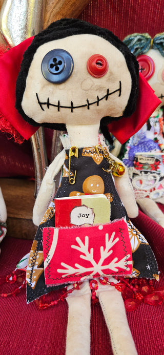 Journal Junction Jenny No. 034-Ginger Handmade Art Dolll w/Mini Journal OOAK Cloth Doll