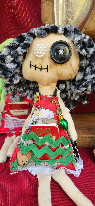 Journal Junction Jenny No. 032-Pepper Handmade Art Dolll w/Mini Journal OOAK Cloth Doll