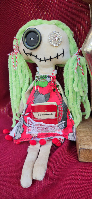 Journal Junction Jenny No. 033-Tinsel Handmade Art Dolll w/Mini Journal OOAK Cloth Doll