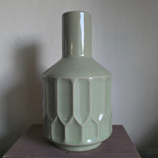 NEW - Faceted Green Vase
