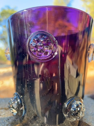 JP 6” Amethyst hand-blown art glass ice bucket wide vase