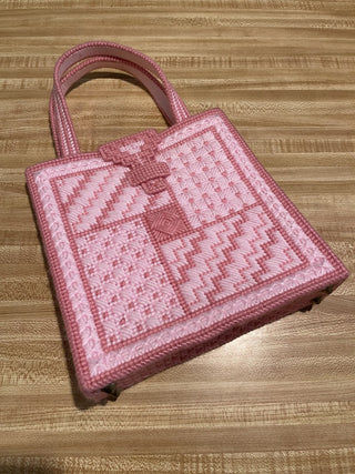9.5" Square Needlepoint PC Pink Tote--SP MTS