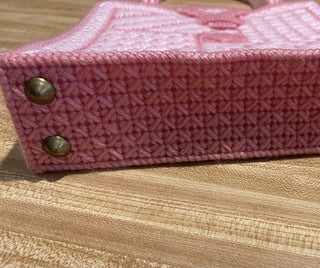 9.5" Square Needlepoint PC Pink Tote--SP MTS