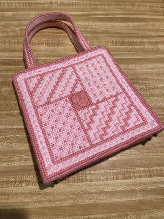 9.5" Square Needlepoint PC Pink Tote--SP MTS